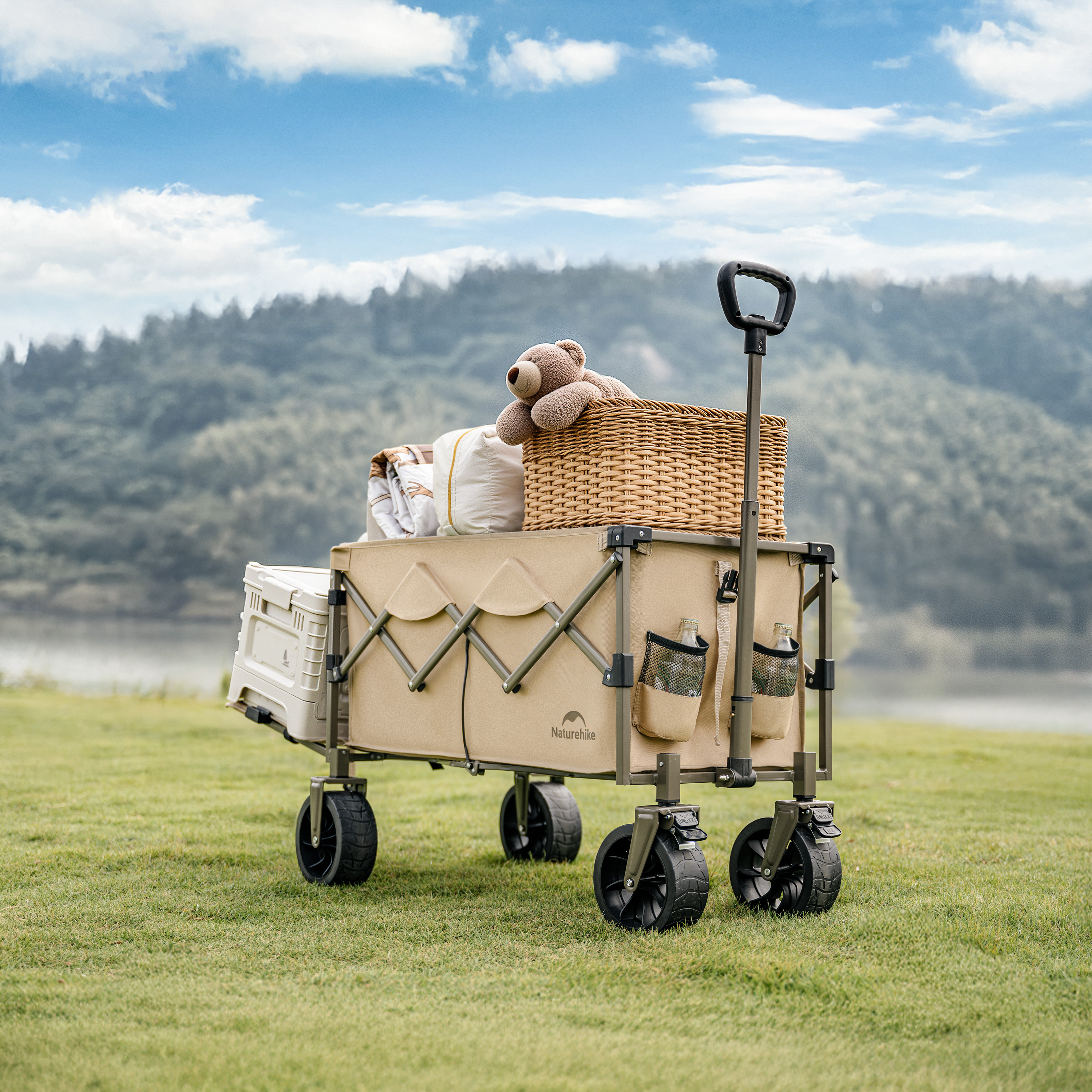Naturehike skládací transportní vozík s rozšířením 100 + 50 l – 11,4 kg – krémový